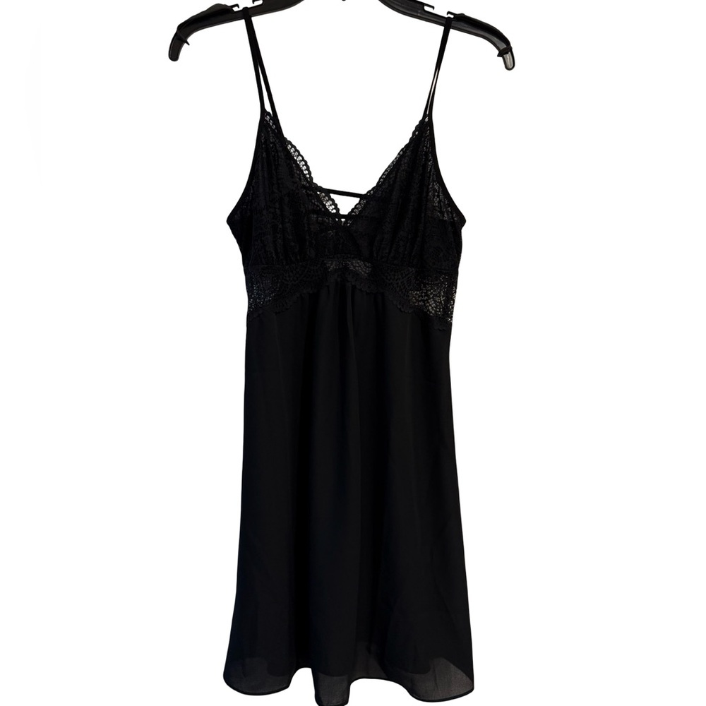 INC Lace Black Chemise Lingerie Short Gown NWT Small